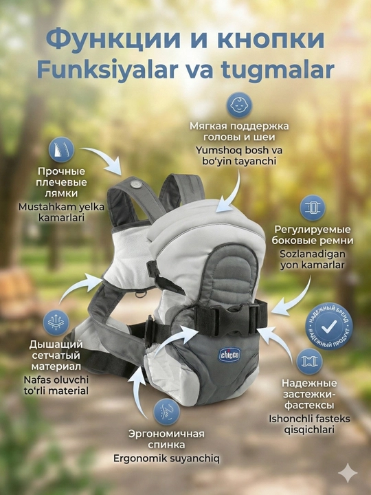 Кенгуру сумка Chicco Soft & Dream переноска для детей 0–18 месяцев (0–9 кг)