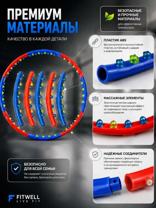 Массажный обруч, для дома, для фитнеса, для похудения