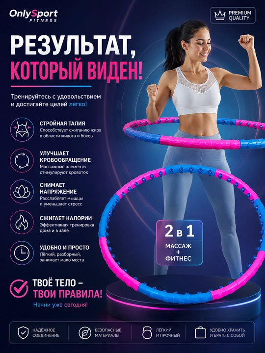 Массажный обруч, обруч для дома, для фитнеса, обруч для похудения