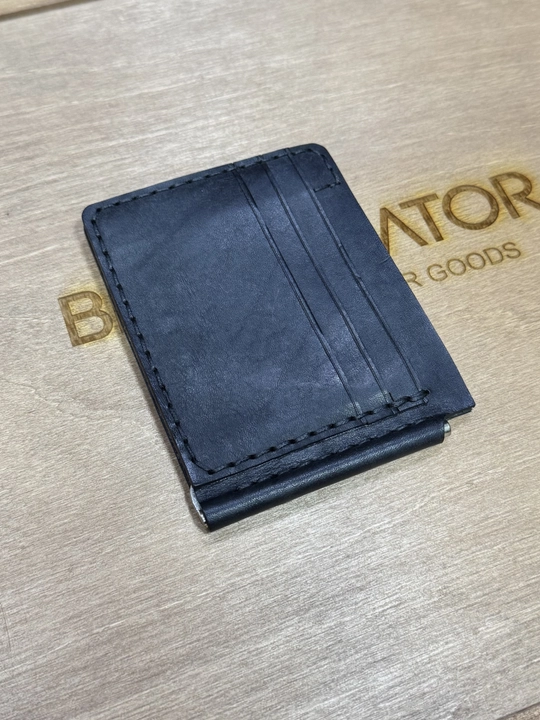 Зажим для денег из натуральной итальянской кожи и ручной прошивки Black Gator