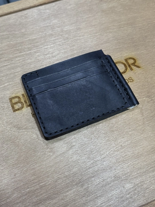 Зажим для денег из натуральной итальянской кожи и ручной прошивки Black Gator