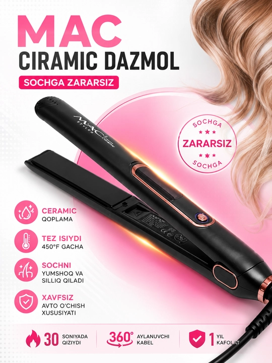 Professional soch uchun dazmol MAC Styler MC-3082 LED displeyli - 