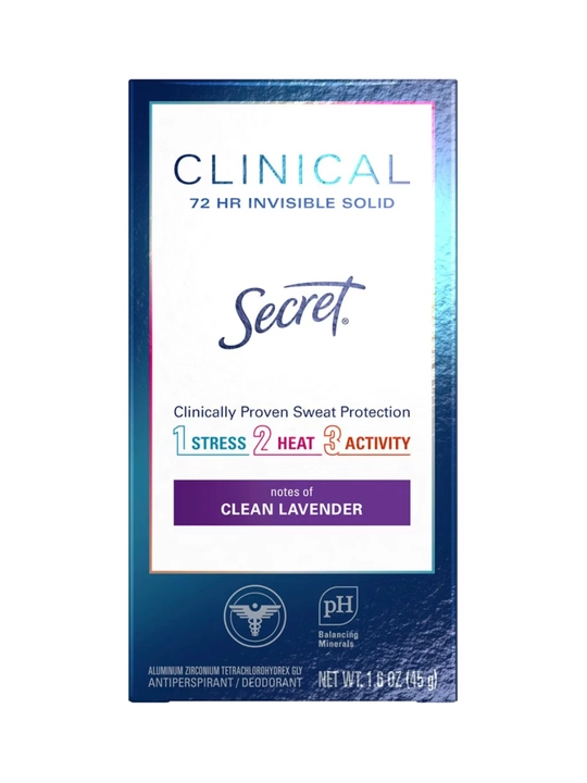 Secret Clinical, ayollar dezodorant-antiperspiranti, Clean Lavender, 45 g, 72 soat himoya