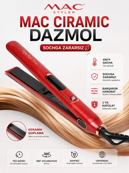 Professional soch uchun dazmol MAC Styler MC-3082 LED displeyli - 