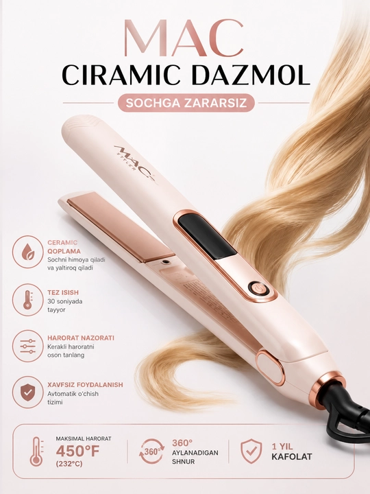 Professional soch uchun dazmol MAC Styler MC-3082 LED displeyli - 