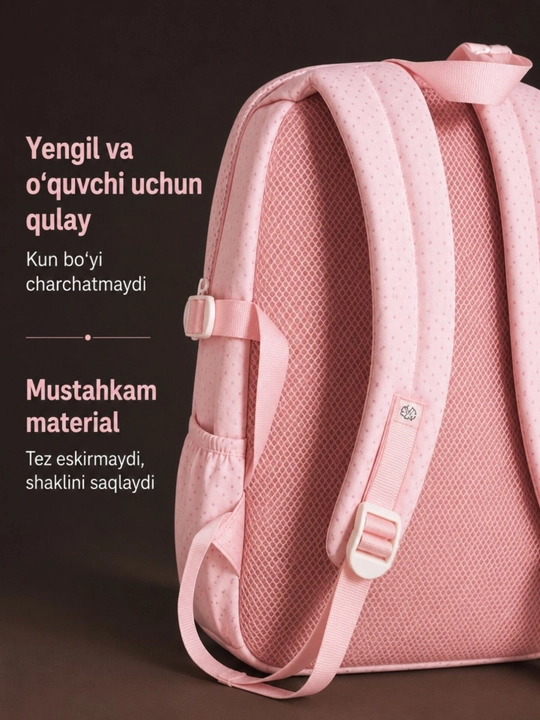 Maktab ryukzagi, qizlar uchun sumka, 1-4 sinf uchun mos