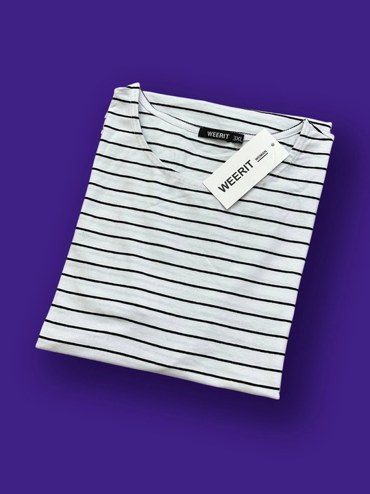 Футболка WEERIT Plus Size в полоску, хлопок эластан, 2XL-5XL