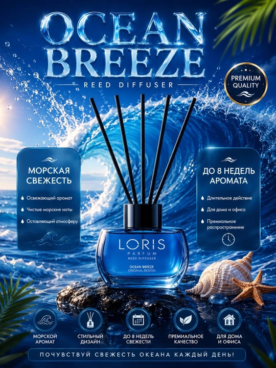 LORIS Parfum tayoqchali xushbo‘y diffuzori - uy va ofis uchun havo tozalagich - 