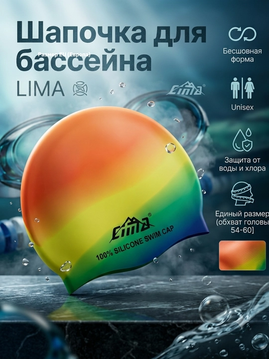 Шапочка для бассейна, шапка для плавания, LIMA - 