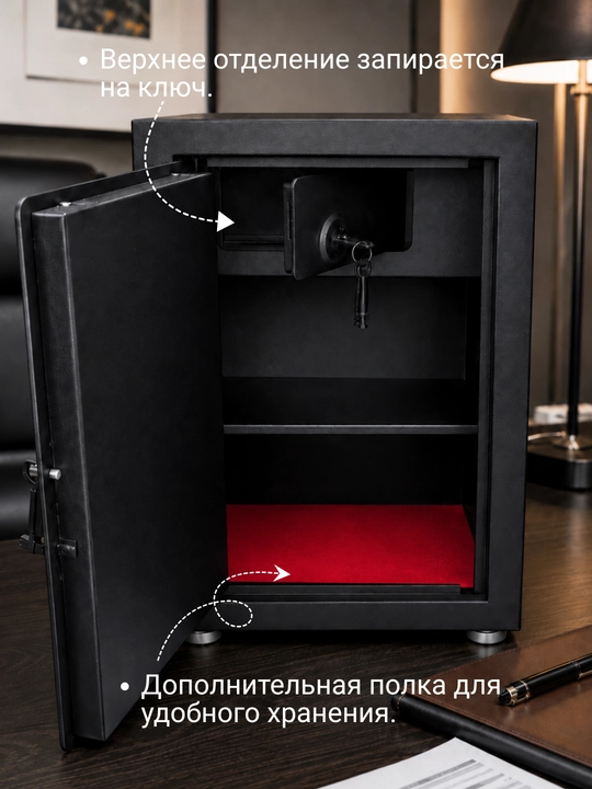 Сейф металлический, с ключом, замком, для дома и офиса - 