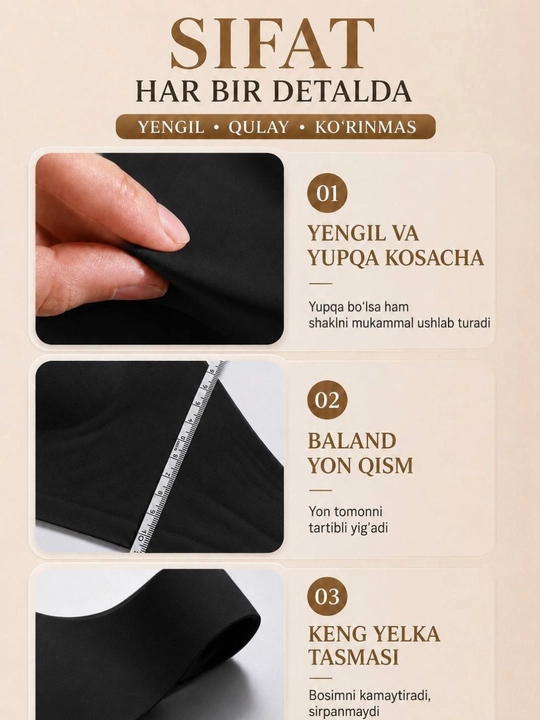 Ayollar ko‘krak ko‘taruvchi korrektori, simsiz sport byustgalter, qomat uchun top, L-XL
