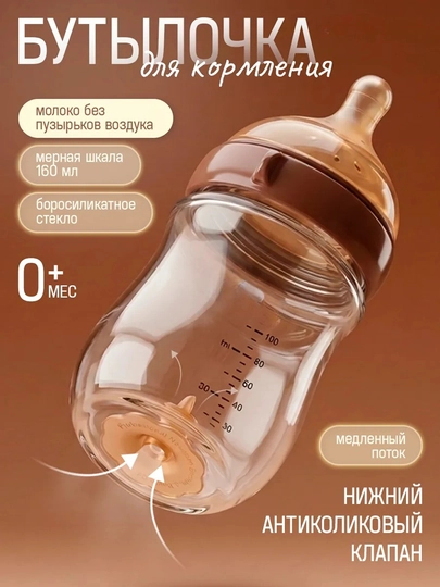 Bolalar shisha idishi, silikon so‘rg‘ichli, antiseptik 160 va 240 ml - 