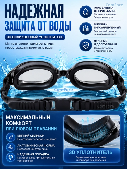 Очки для плавания с антифог покрытием и UV защитой, зеркальные спортивные очки для бассейна