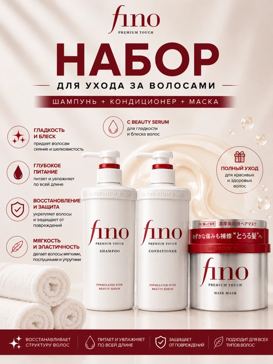 Shiseido Fino Premium, шампунь для волос, японская маска, шампунь, кондиционер - 
