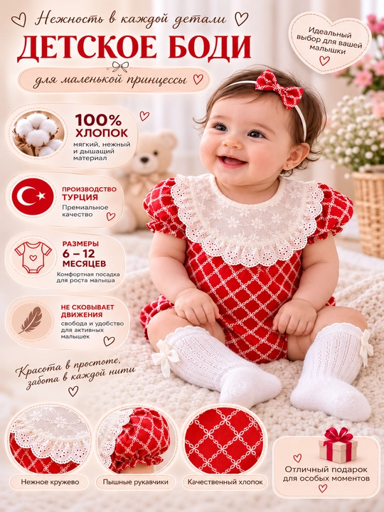 Боди для принцесс, комплект с повязкой, летний -осенний - 