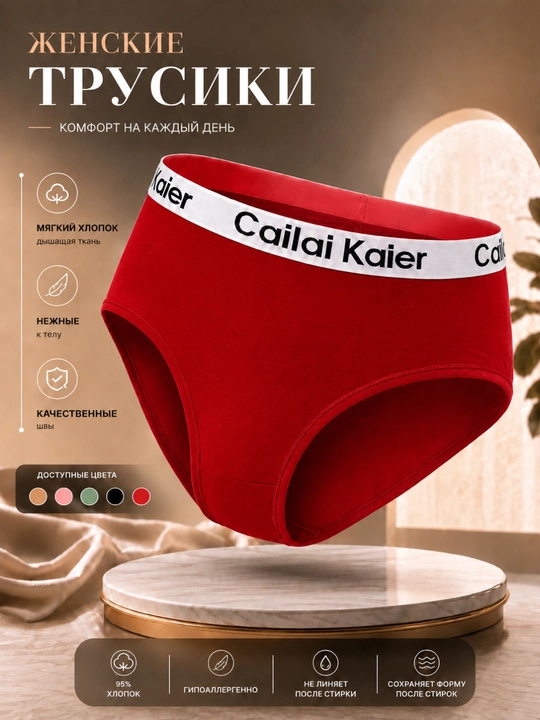 Подростковые трусики Cailai Kaier, набор 5 шт, хлопок 95%, удобные трусы для девочек - 