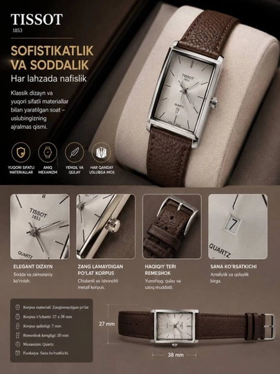 Tissot erkaklar soati, ixcham - 
