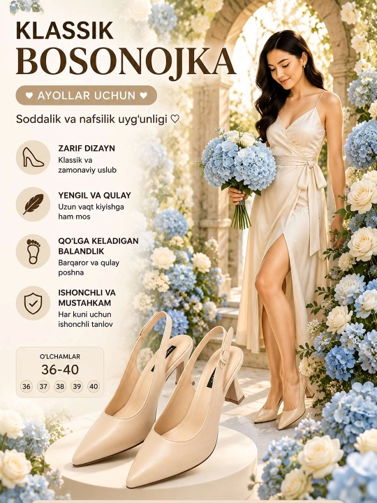 Ochiq poshnali nafis ayollar poyabzali, yumshoq 36-40 - 