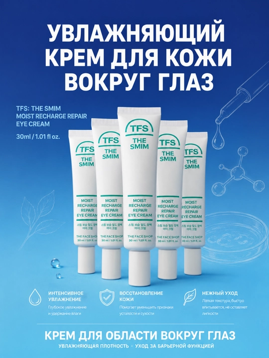 THE FACE SHOP THE SMIM Крем для век с коллагеном и церамидами, увлажнение, 30 мл