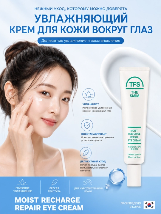 THE FACE SHOP THE SMIM Kollagen va seramidli ko‘z kremi, namlantirish, 30 ml - 