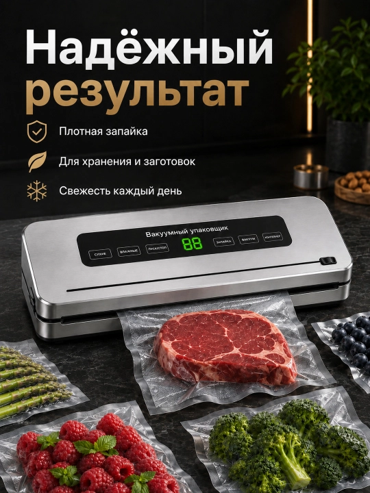 Вакууматор для продуктов, вакуумный упаковщик, 50 пакетов в комплекте