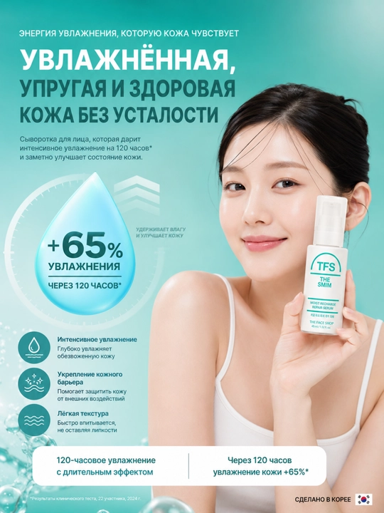 THE FACE SHOP THE SMIM Serum, Yuz serumi, Kollagen, Seramidlar, Namlantirish, 45 ml - 