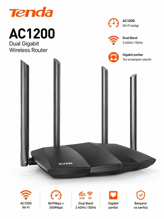 Wi-Fi роутер Tenda F3 N300 300 Мбит/с, 3 антенны, 2,4 ГГц