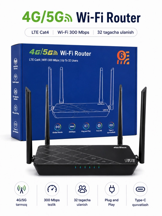 Wi-Fi роутер Tenda F3 N300 300 Мбит/с, 3 антенны, 2,4 ГГц - 