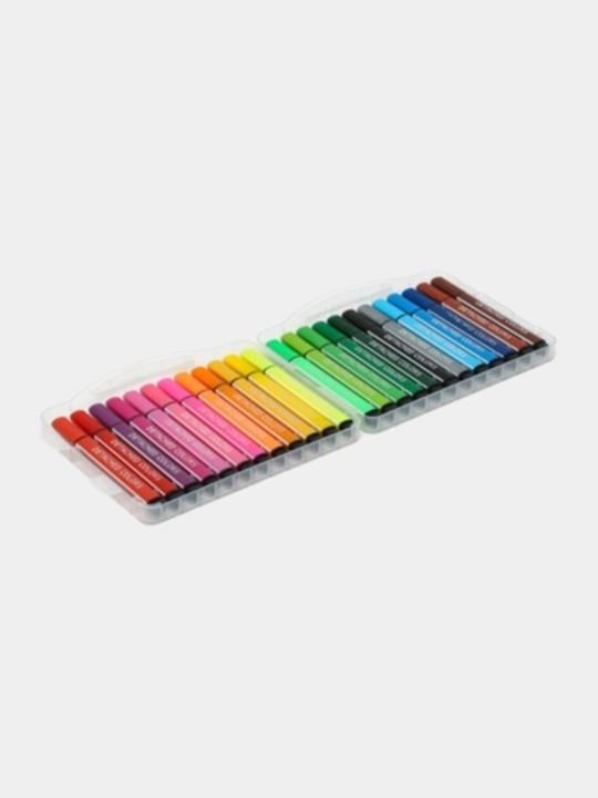 12 rangli flomasterlar to‘plami plastik qutida chizish va ijod uchun