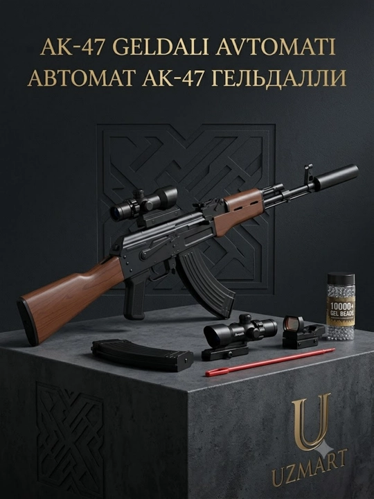 AK 47 Avtomat o'yinchoq Geldali avtomat, 10000 ta o'q bonus - 