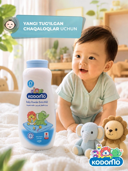 Детская присыпка Kodomo Extra Mild от сыпи, 0+ для новорожденных, от раздражений на коже