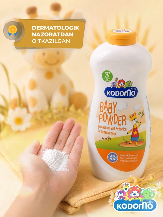 Детская присыпка и пудра рассыпчатая Kodomo Extra Mild от сыпи, 3+