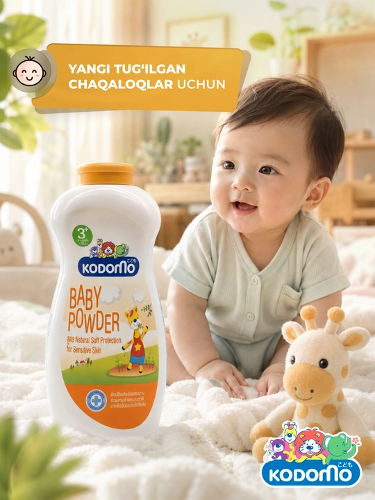 Детская присыпка и пудра рассыпчатая Kodomo Extra Mild от сыпи, 3+