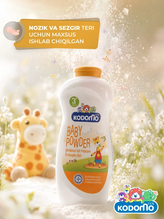 Детская присыпка и пудра рассыпчатая Kodomo Extra Mild от сыпи, 3+