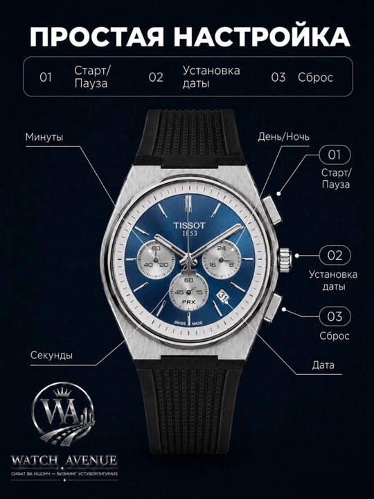 Мужские часы Tissot PRX хронографа