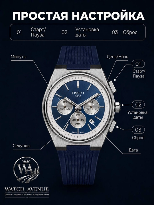 Мужские часы Tissot PRX хронографа