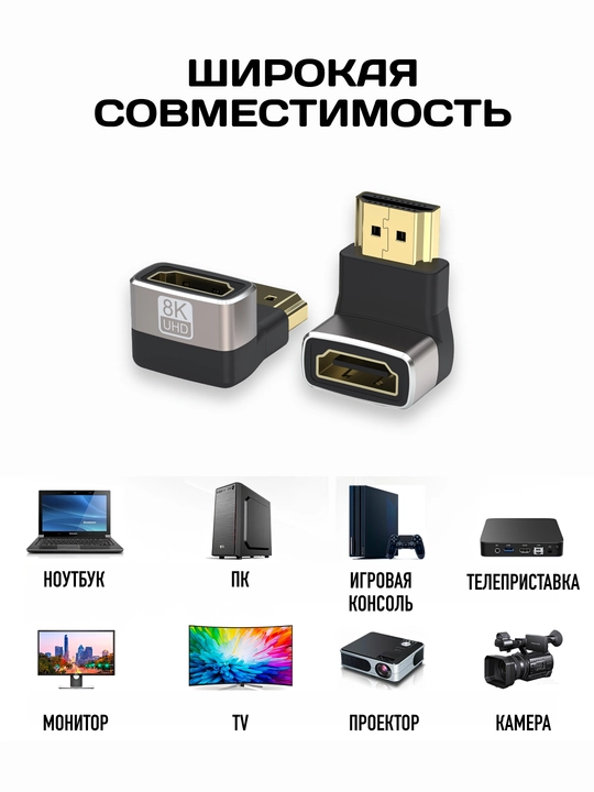 HDMI, Mini HDMI va Micro HDMI adapteri, HDMI 2.1, 8K UHD, HDR, 48 Gbit/s gacha