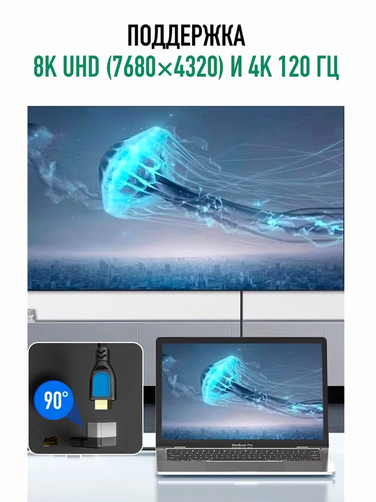 HDMI, Mini HDMI va Micro HDMI adapteri, HDMI 2.1, 8K UHD, HDR, 48 Gbit/s gacha