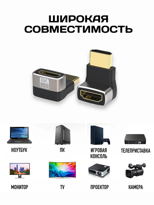 HDMI, Mini HDMI va Micro HDMI adapteri, HDMI 2.1, 8K UHD, HDR, 48 Gbit/s gacha