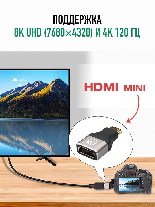 HDMI, Mini HDMI va Micro HDMI adapteri, HDMI 2.1, 8K UHD, HDR, 48 Gbit/s gacha