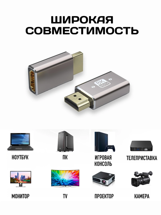 HDMI, Mini HDMI va Micro HDMI adapteri, HDMI 2.1, 8K UHD, HDR, 48 Gbit/s gacha