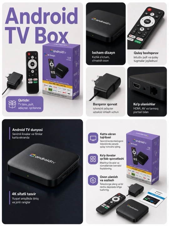 Смарт ТВ приставка P4M Mini TV+ Android 14.0, TV Box 4K Ultra HD медиаплеер