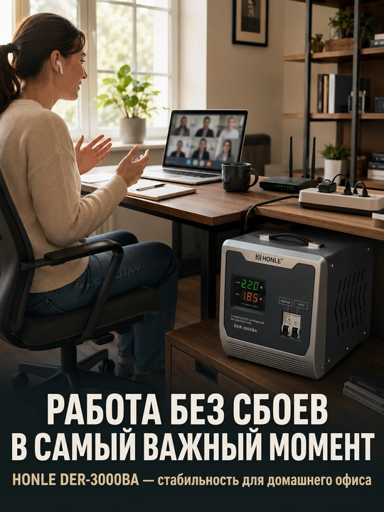 HONLE kuchlanish stabilizatori 3000VA (3kVA), uy uchun, tok sakrashidan himoya