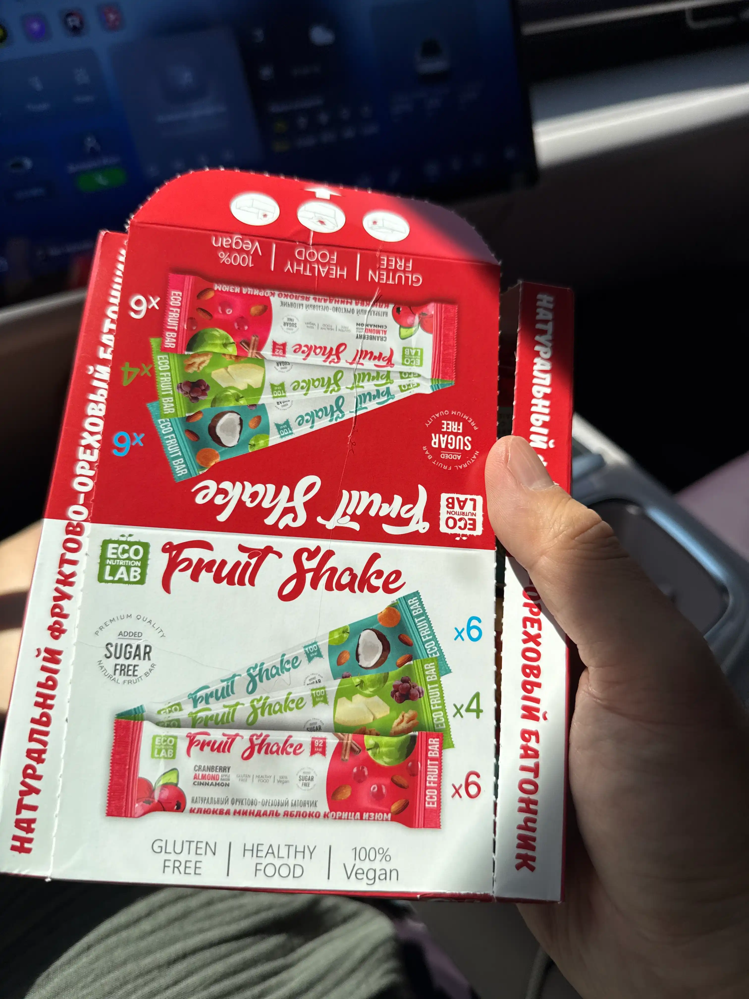 Mevali-yong'oqli batonchiklar Fruit Shake Assorti klyukva/qovun/kokos, 16 donax30 g