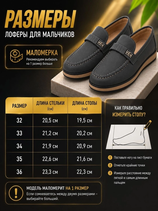 Классические лоферы для мальчиков - легкая и удобная обувь