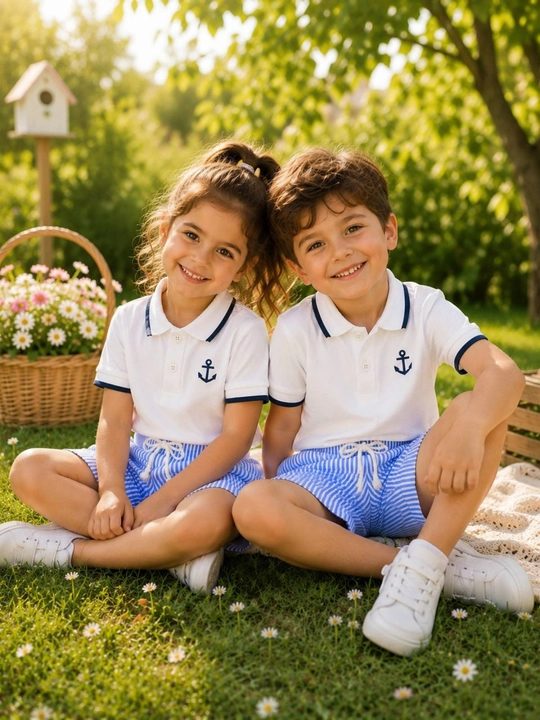 O‘g‘il bolalar uchun polo futbolka va shortik 2 qism yozgi paxtali kostyum - 