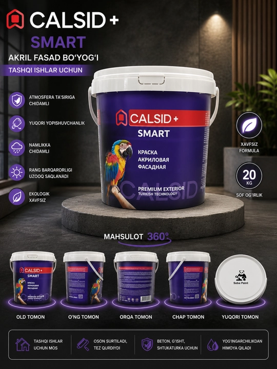 CALSID+ SMART akril fasad bo‘yoq 20 kg, tashqi devor va fasadlar uchun - 