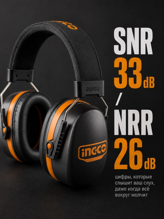 INGCO himoya quloqchini, shovqindan himoya, SNR 33dB, qurilish, usta va uy uchun