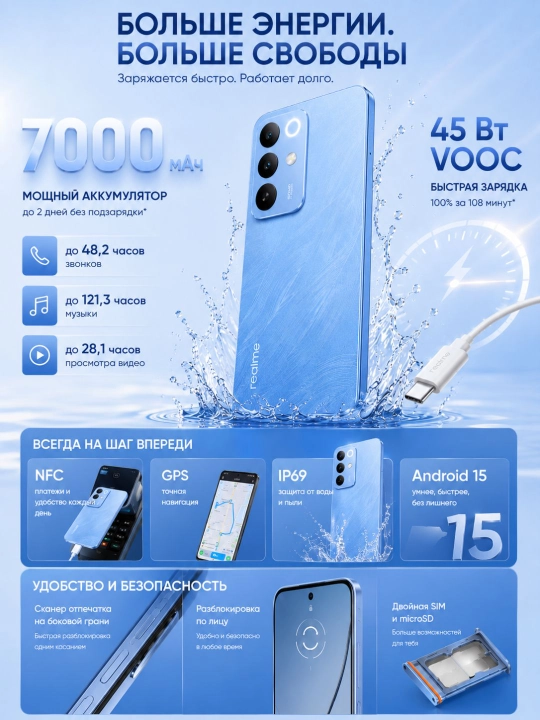 Smartfon Realme C85 RMX5566, NFC, 7000mAh, 144Hz, 50MP, 45W, IP69