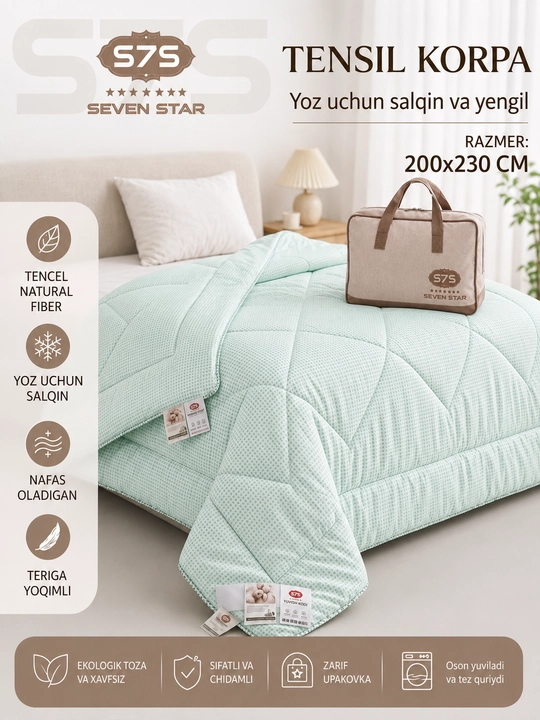 Ko'rpa. yoz uchun yengil va salqin ko'rpa. Tencel ko'rpa - 